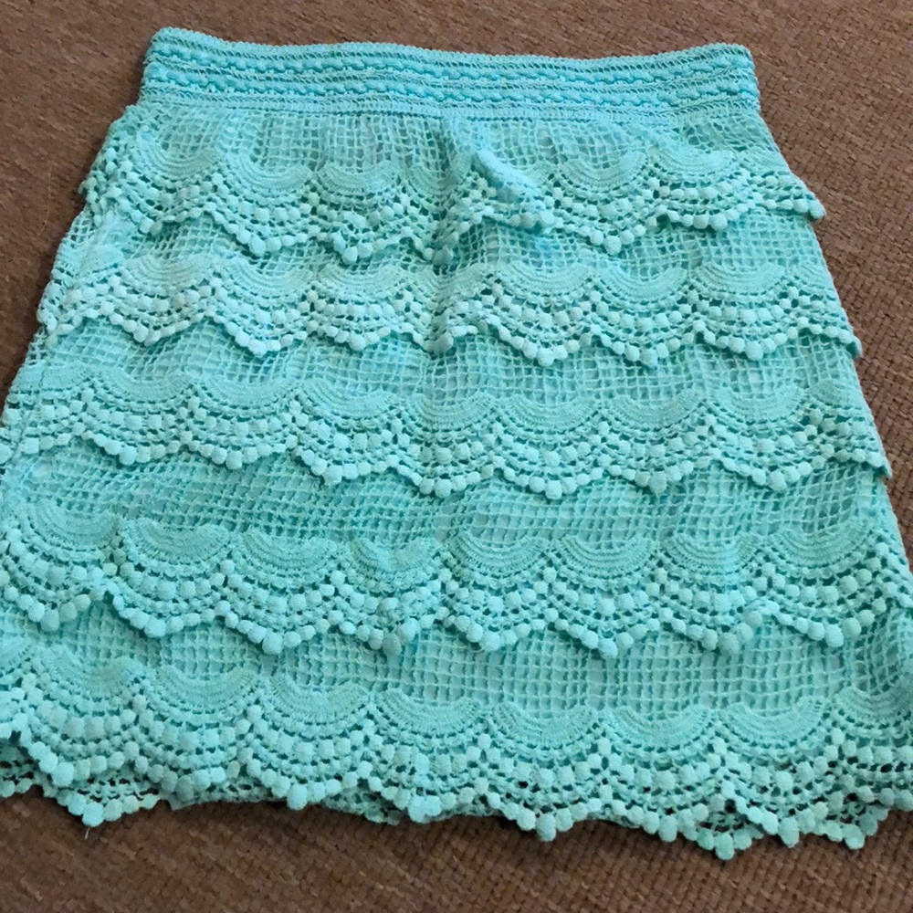 Turquoise lace skirt